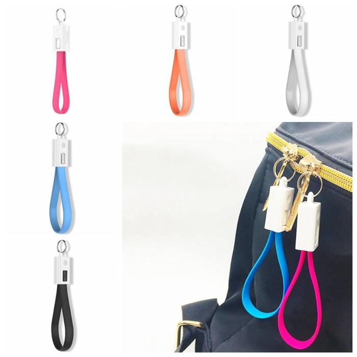 Type C Keychain USB Cable Micro USB Data Sync Mini Key Chain Charger Cord Short Keychain Lanyard Des