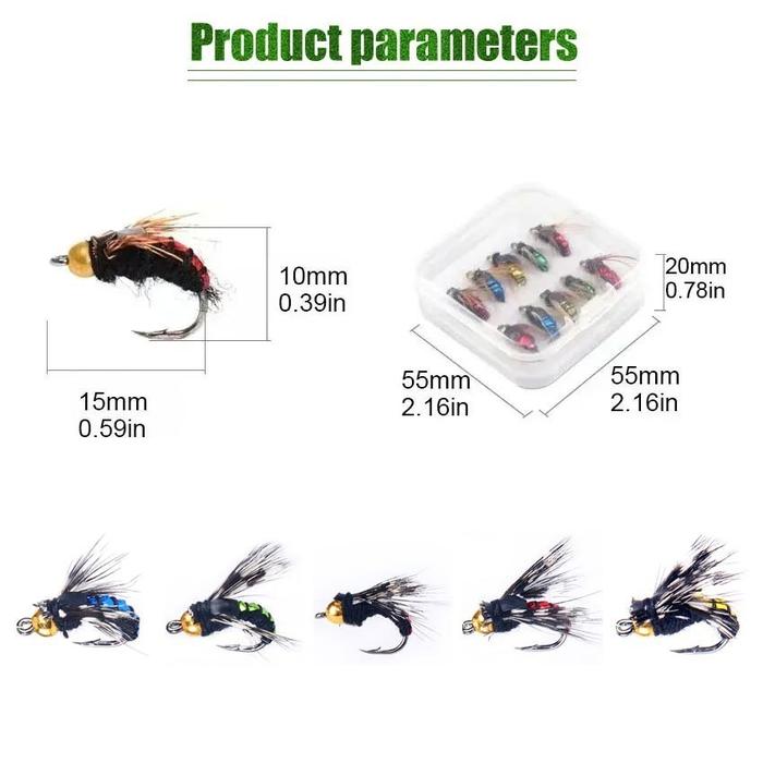 10Pcs Umpan Lalat Casting Lembut Lure Umpan Pancing Umpan Lembut Kail Lalat Bionic, Fly Fishing Flie