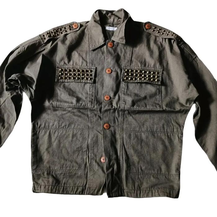 Lad Musician bahan denim ld 60-72 batwing studded army jacket