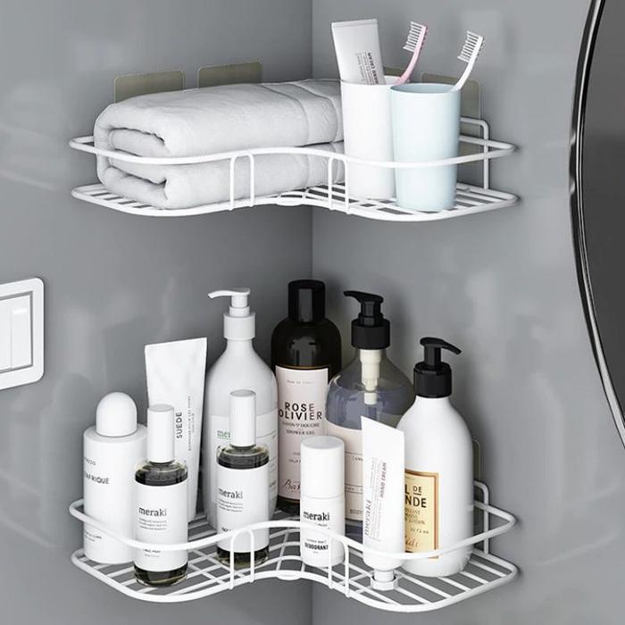 Rak Sudut Kamar Mandi Tempel Dinding Keramik/Rak Dapur/Rak Kosmetik