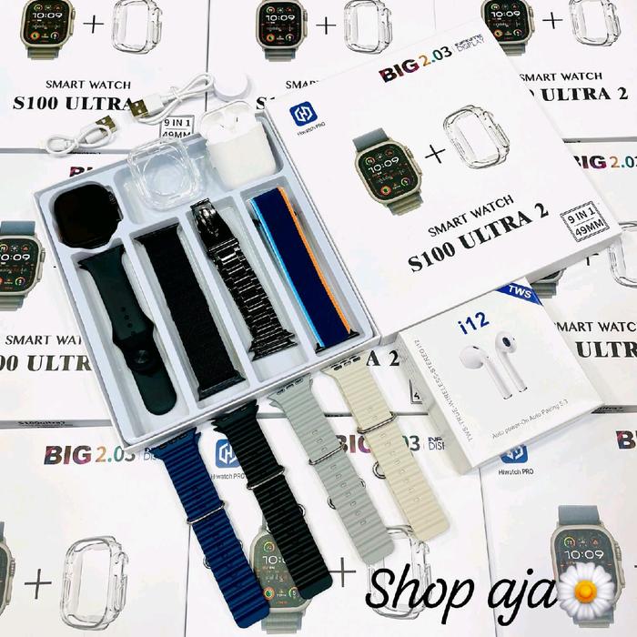 Smartwatch S100 ultra , watch ultra free 8 tali+earphone i13