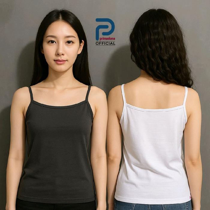 Tengtop wanita tali tipis singlet wanita melar dalaman wanita tengtop hitam wanita Katun Panjang Tan
