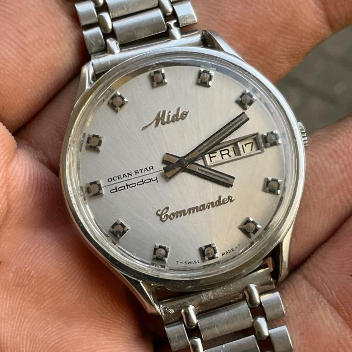 JAM KUNO VINTAGE ANTIK SWISS: MIDO COMMANDER 8225 BUKAAN BAWAH KONDISI MULUS SIAP PAKAI FULL ORIGINA