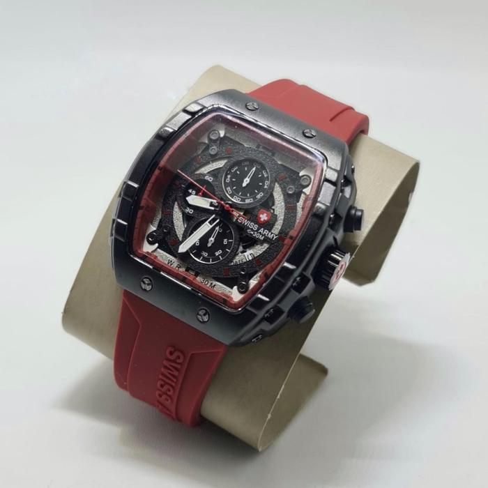 New New Arrival Jam Tangan Pria Swiss Chronograph Stopwatch Date Silicone Rubber Strap Include Box &