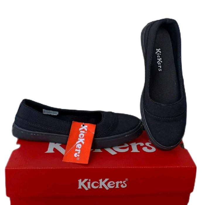sepatu hitam flatshoes murah Karet Kickers kanvas hak rata Wanita Kerja