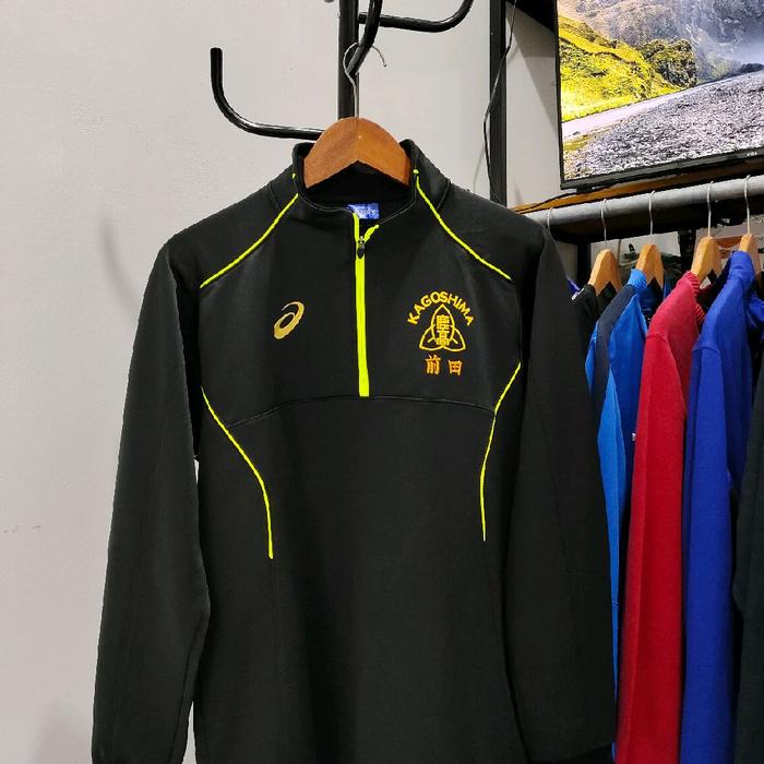 Jaket Tracktop Halfzip Asics Hitam Original