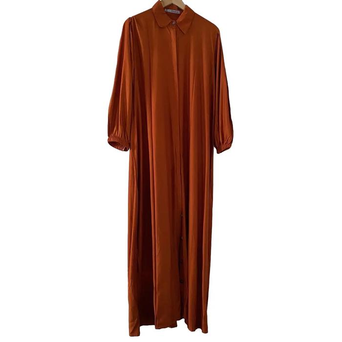 Gamis Ayana Rayon Twill Premium Polos Warna Teracota Merah Bata Dress Panjang Muslim Abaya Polos Kan
