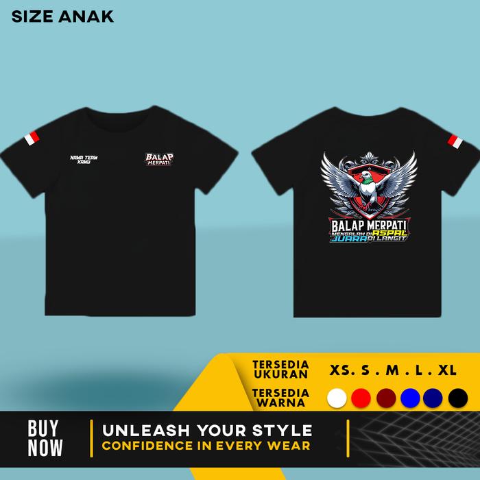 Kaos Anak Baju Balap Merpati V.3 Mengalah Di Aspal Juara Di Langit | Gratis Tulis Nama Tim Kamu