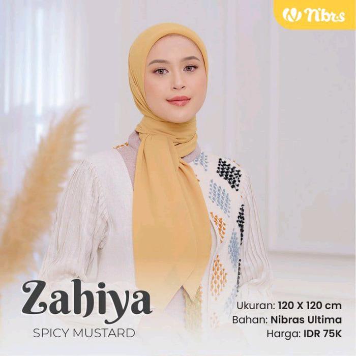 Nibras Hijab Zahiya Square Spicy Mustard Kuning Kubus Muda Polos Basic Standard Plain Jilbab Kerudun