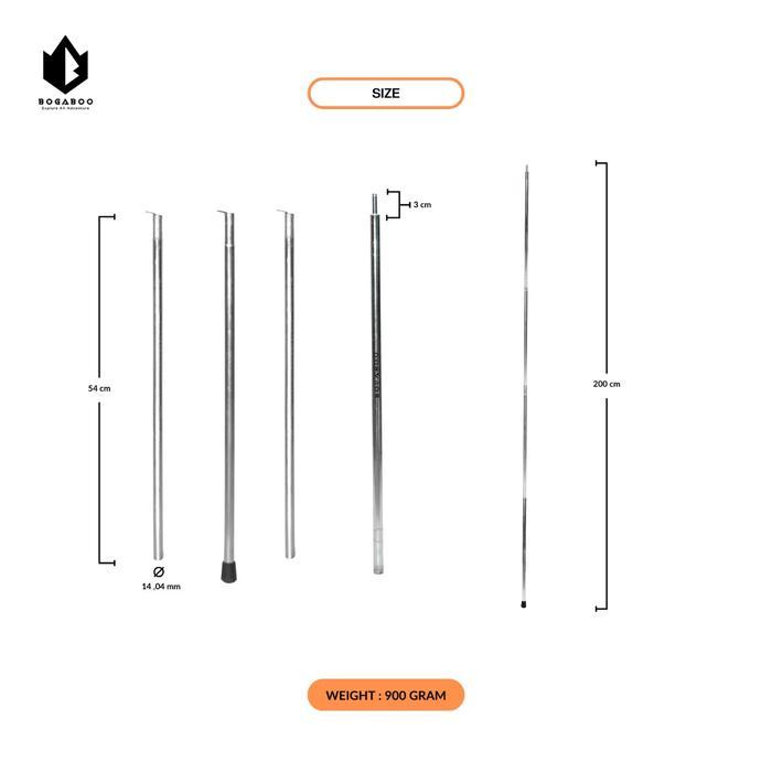 Eiger - awning pole / TIANG flysheet double pole bogaboo bahan STEEL Galvanis ZAVIN & KYROS - Awning