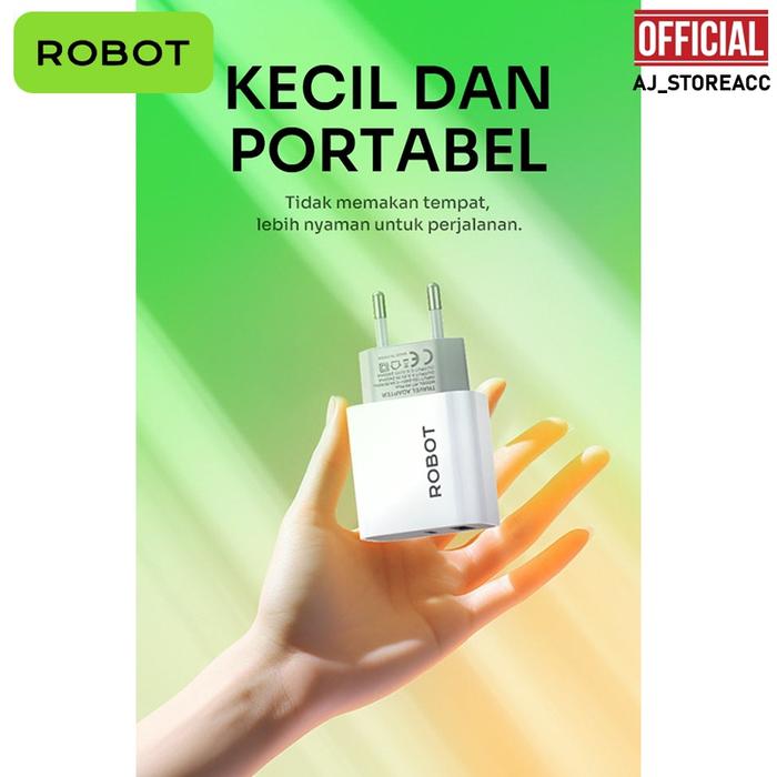 [ K8 PLUS ECERAN ]- ROBOT ADAPTOR BATOK CHARGER RT-K8 PLUS WHITE 2.4A DUAL OUTPUT USB A + USB C