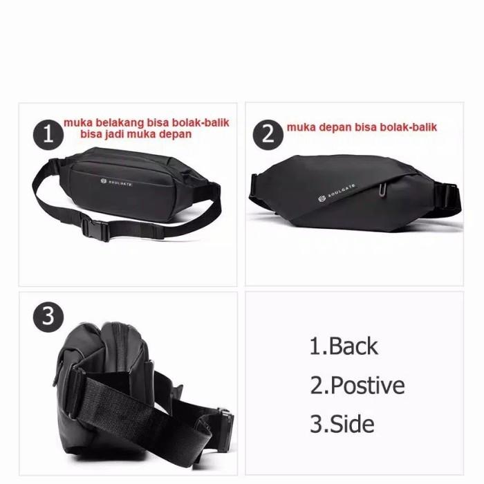 Tas Selempang Pria Waistbag Waterproof Waist Bag Soulgate Original - Navy Pinggang Slingbag Hitam
