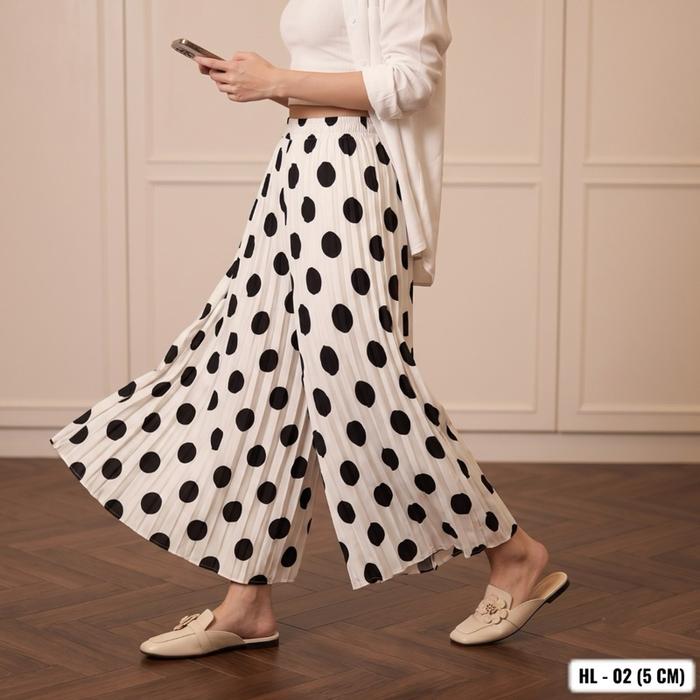 KULLOT Polkadot HL - Celana Panjang Wanita Motif Polka hyget Premium 5cm | Celana Pants plisket polk