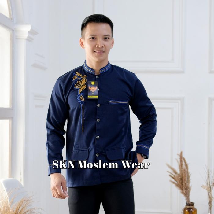 SKN Jaskoko Premium Motif M L XL XXL Jumbo Bordir Timbul Baju Atasan Muslim Pria Koko Semi Jas Jasko