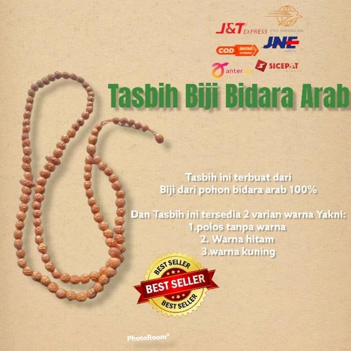Tasbih Bidara arab asli 99 biji Hitam Muslim Haji Putih Motif