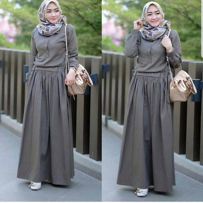 NEW Baju Muslim Wanita Games Dewasa Setelan Maxi Kekinian Hijab Dress Lebaran Idul Fitri Perempuan L