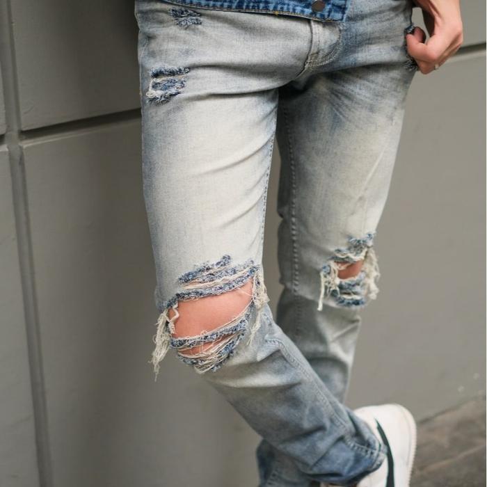 Weird Jeans - Vintage Blue Celana Jeans Pria Skinny Slimfit Melar