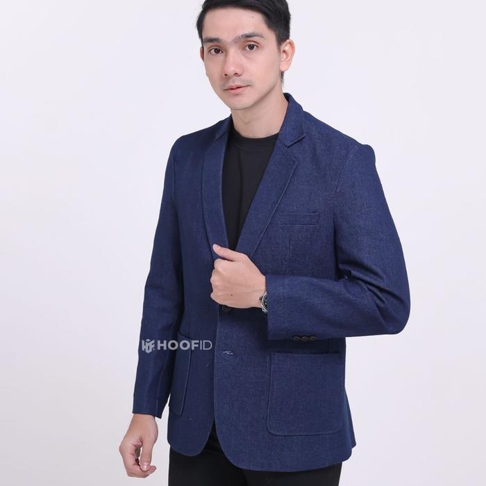 Jas Blazer pria Casual slimfit bahan jeans denim Fortaleza