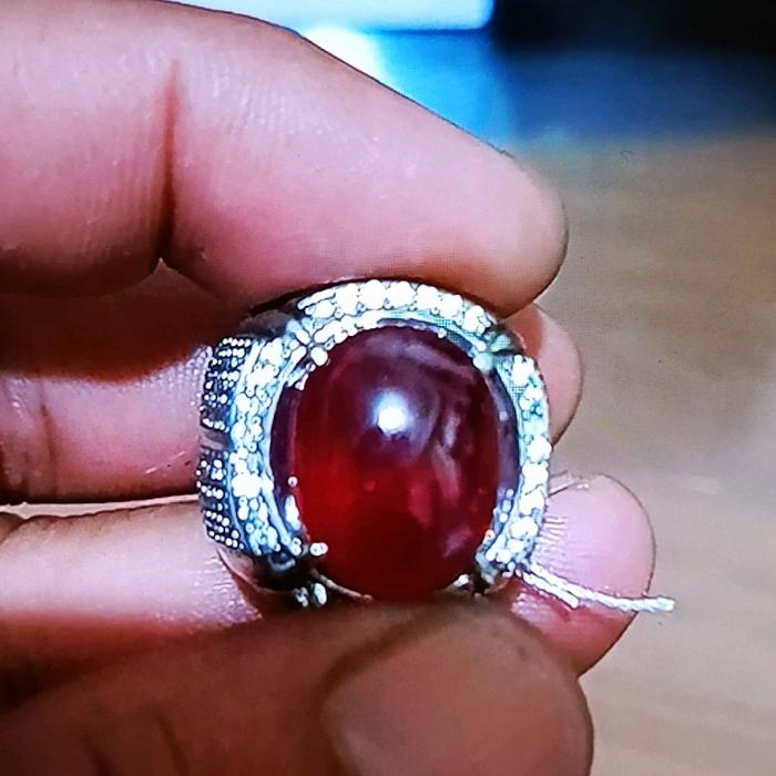 cincin perak natural ruby + memo IGS