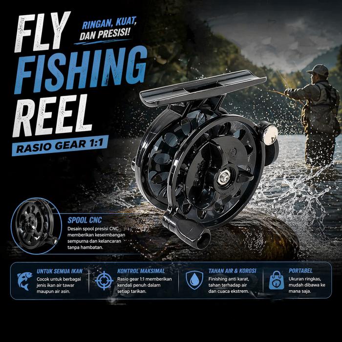 Mtos Jakarta - Reel Pancing Fly Fishing | Reel 1:1 Portable | Aksesori Mancing Outdoor