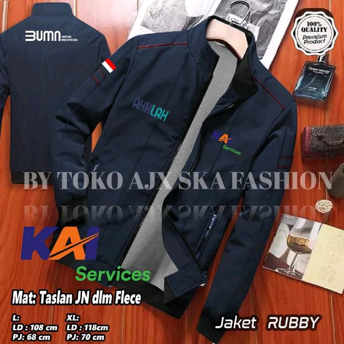 KAI Services Jaket Parka Bumn Waterproof Pria Wanita Bisa Bolak Balik Size M-5XL Taslan JN Dlm Fleec