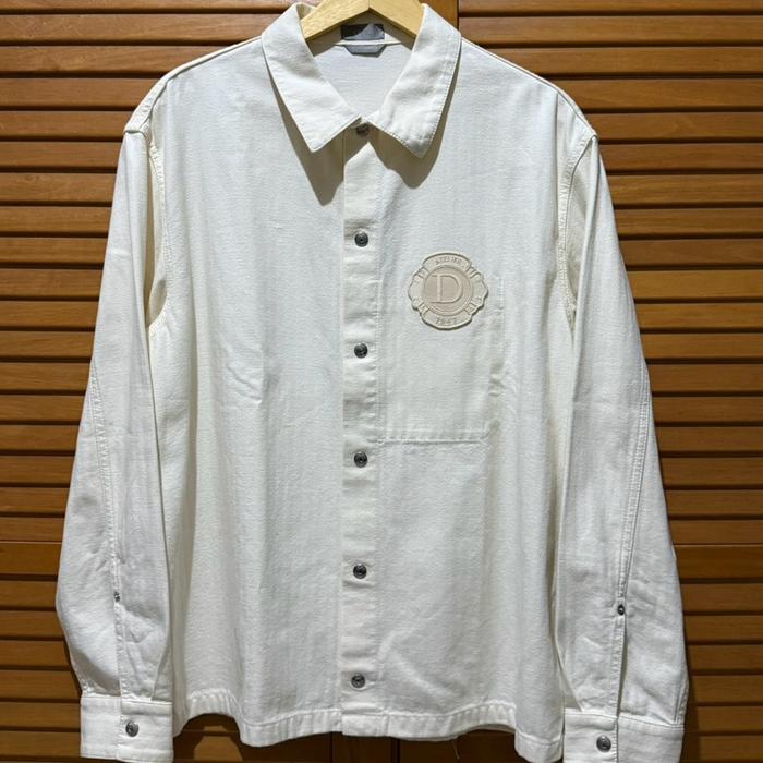 Dior Denim Herringbone Motif Coach Jacket Beige