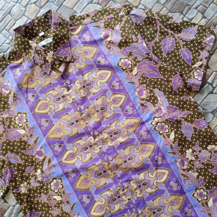 Kemeja Batik Fashion pria kerah kancing branded Anta kesuma original preloved