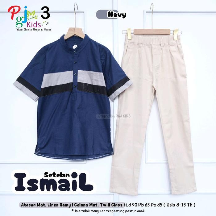 Setelan Koko Anak cowok remaja usia 8-13 tahun bahan Linen Rami Celana Chinos premium ori by pgj kid