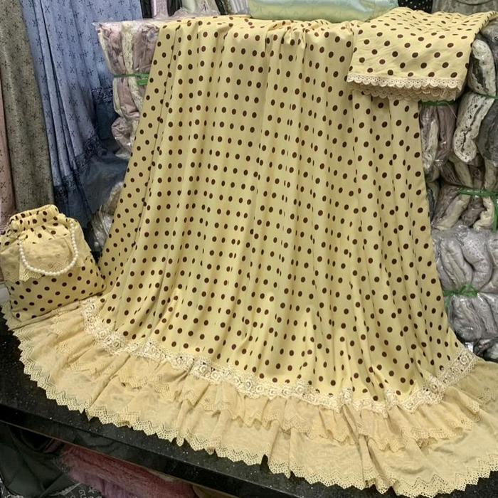 Mukena Polkadot Premium katun rayon/mukena cantik/ mukena dewasa/ mukena katun rayon premium