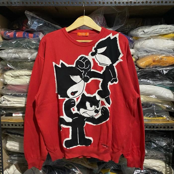 Iceberg Italy Felix The Cat Knit Merah Size 67x63 Made in Italy
