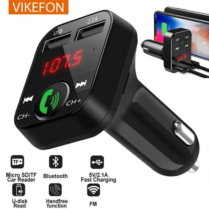 Car Bluetooth Receiver FM Transmitter Wireless Audio Adapter Hands Free MP3 Player Dual USB Fast Car