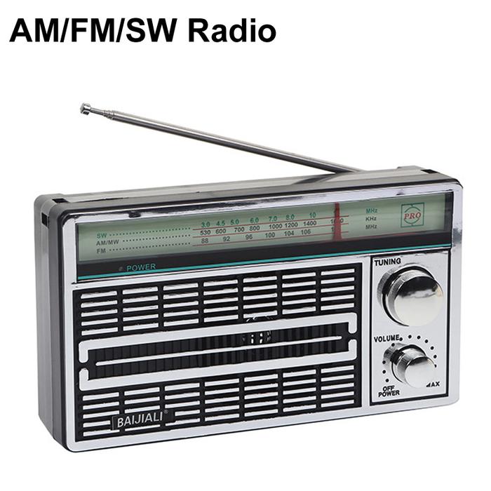 Silver Portable Outdoor Walkman FM Radio Speaker Player Compact Large