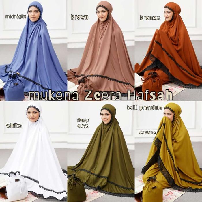MUKENAH HAFSAH BY ZEERA | RAYON TWILL PREMIUM | TALI DI DAHI DAN BRUKAT