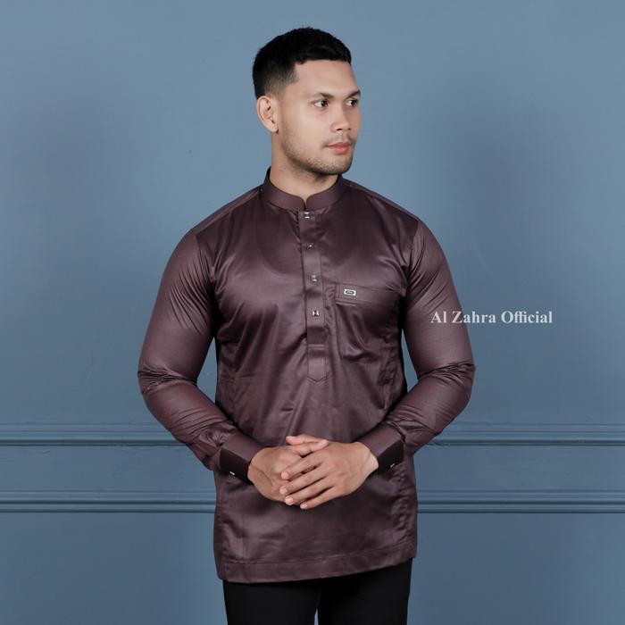 Al Zahra Koko Lengan Panjang Semi Gamis Pria Manset Az-2048 (Coklat)