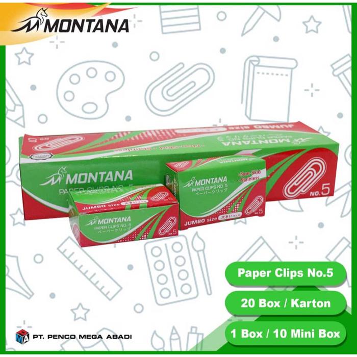 GROSIR 1pack(10box) Montana Paper Clip no 5 // paper Clip jumbo // Paper Clip besar