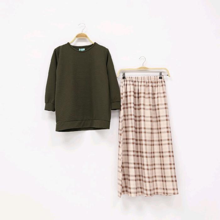 Jeshii Knitting Set Longskirt AeraaQu untuk Remaja Rok Shakila Print dengan Karet Pinggang Elastis U