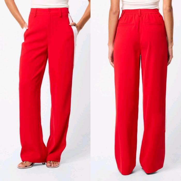 BERSHKA CELANA STRAIGHT-LEG  SWEATPANTS RED BARU ASLI ORIGINAL