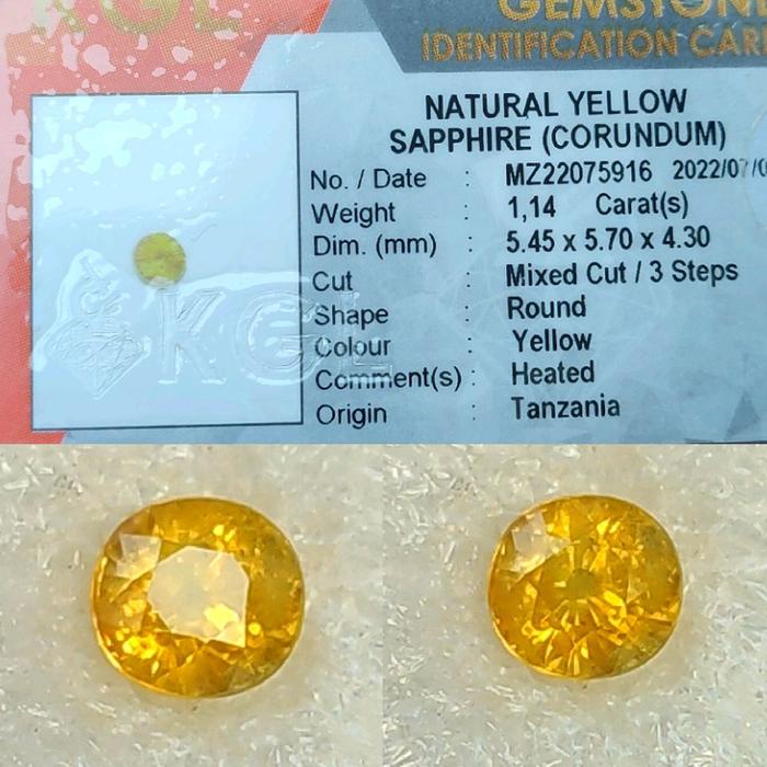 Natural Yellow Sapphire Corundum Memo Kgl Lab
