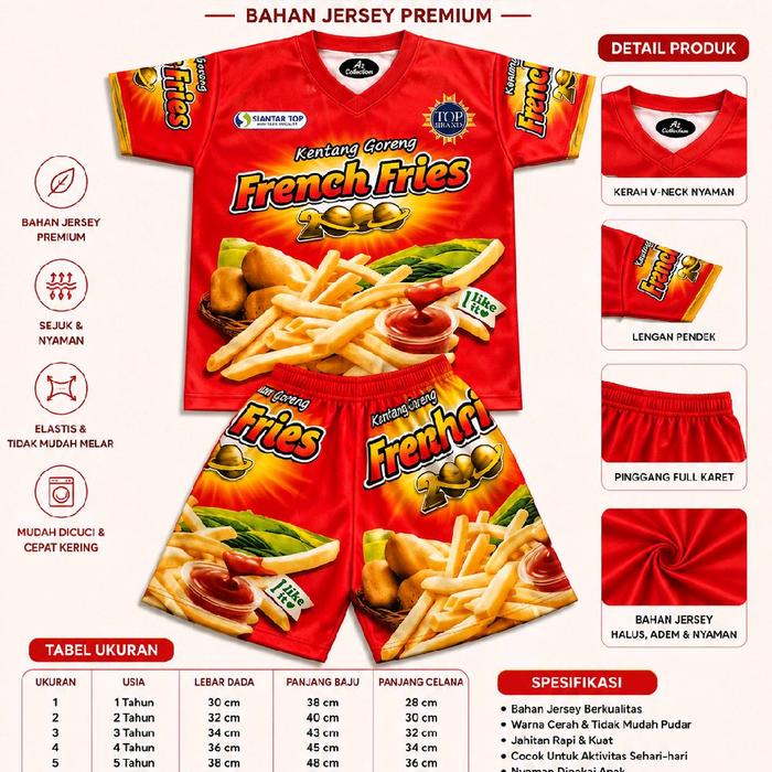 Az Collection Setelan Jersey Premium Kentang Goreng French Fries 2000