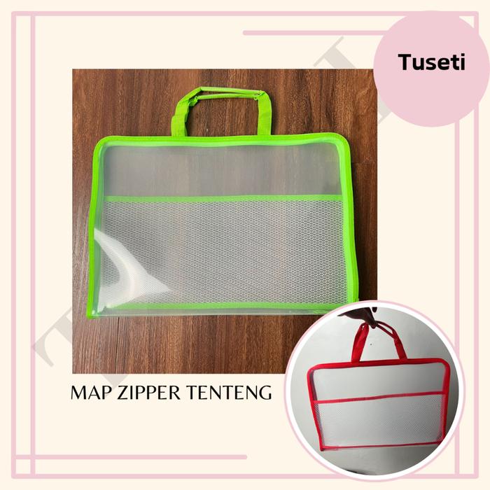 Map Zipper Tenteng Tas Resleting Plastik Dengan gagang / Zipper Bag with Handle