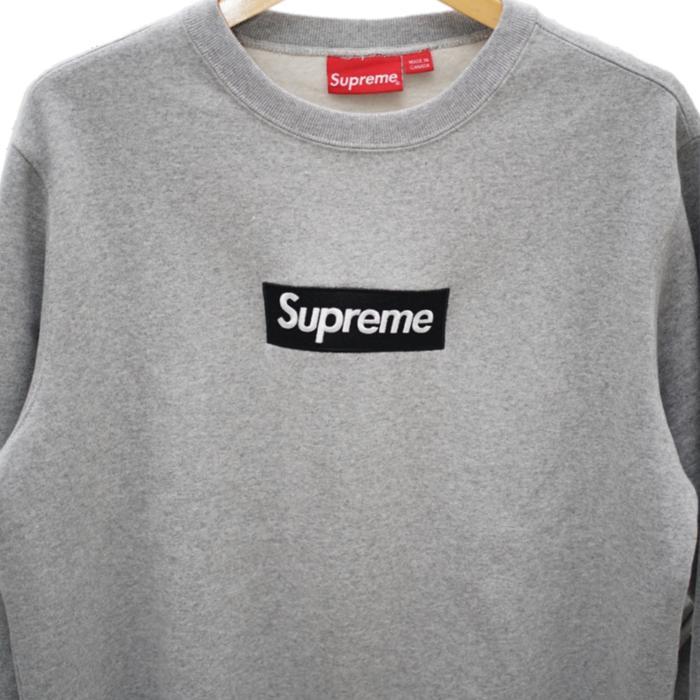 Supreme Grey Black Logo Sweater Authentic / Sweater Branded Supreme Original Terbaru