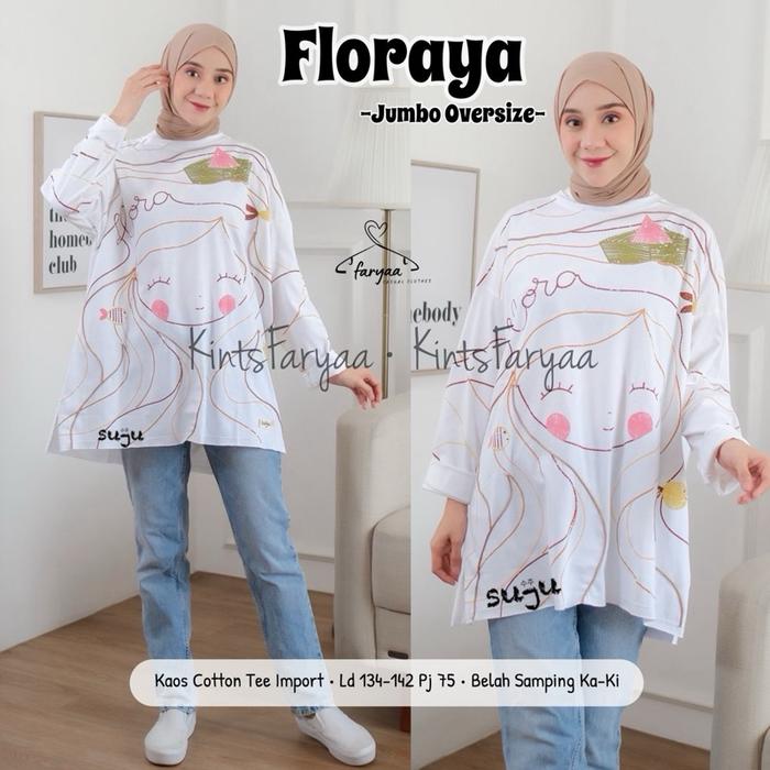 FLORAYA oversize atasan wanita baju cewek tunik kaos jumbo kaos oversize lengan panjang nyaman adem 
