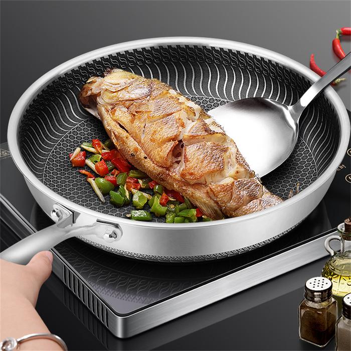 Whole Body Tri-Ply Stainless Steel Frying Pan 316 Stainless Steel Wok