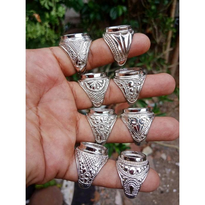 (HARGA PERKODI)  Grosir Ring Emban Alpaka Super Motif Newi Akik Batu Cincin Aksesoris