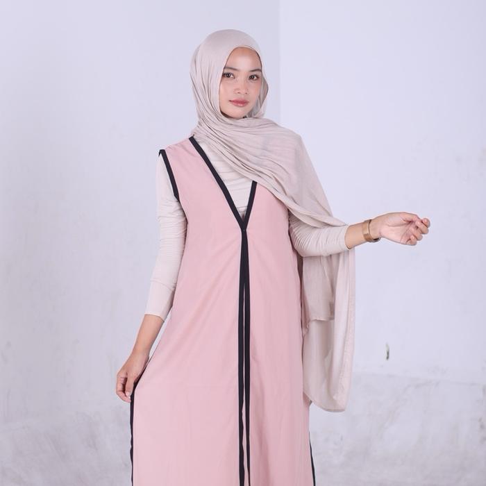Fiorela - Long Dress Pink Wolfis Wanita Gaun Panjang Muslim Casual Midi Pesta Dewasa Baju Mewah Simp