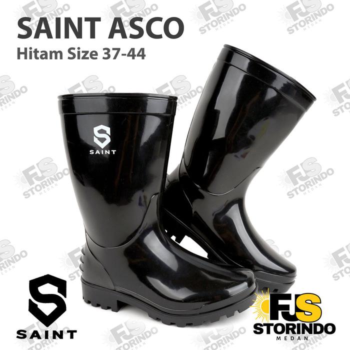 Sepatu Boot Pendek SAINT ASCO Hitam Boots Karet Lentur Anti slip & air Medan, Aceh, Padang, Riau, Ja