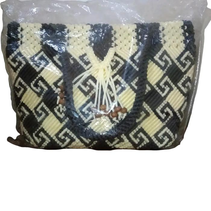 Tas Rajut Tali Kur Macrame  motif Toraja jumbo