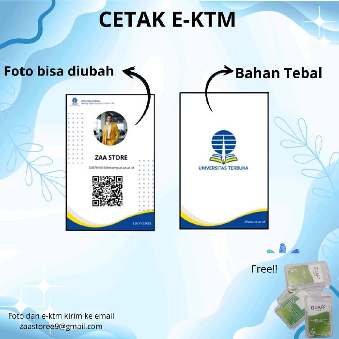 Cetak E-KTM UT bahan tebal tidak mudah luntur