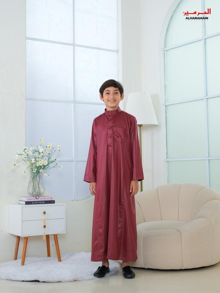 Al Haramain Jubah / Gamis Pria Remaja & Dewasa Viet Polos / Jubah Al Haramain Maroon Merah Coklat Ke