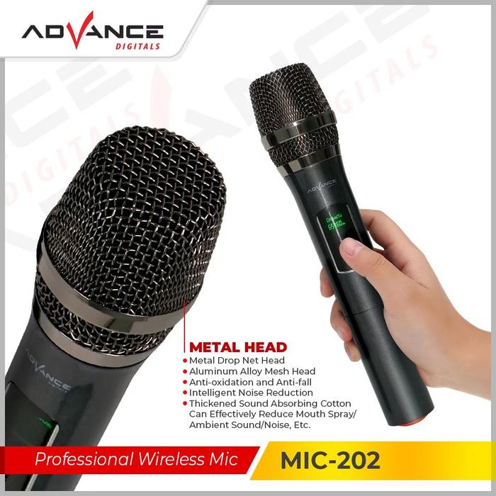 ADVANCE MIC-202 Profesional Microphone Wireless 2 Mic Karaoke
